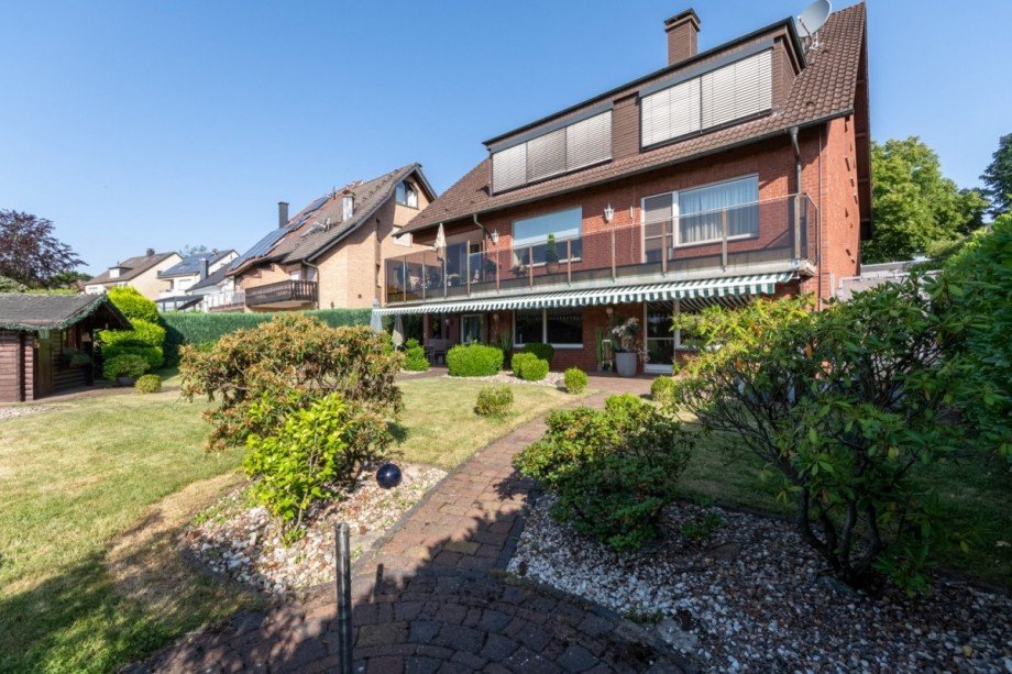 Hausansicht Gartenseite Erdgeschosswohnung Sprockh�vel