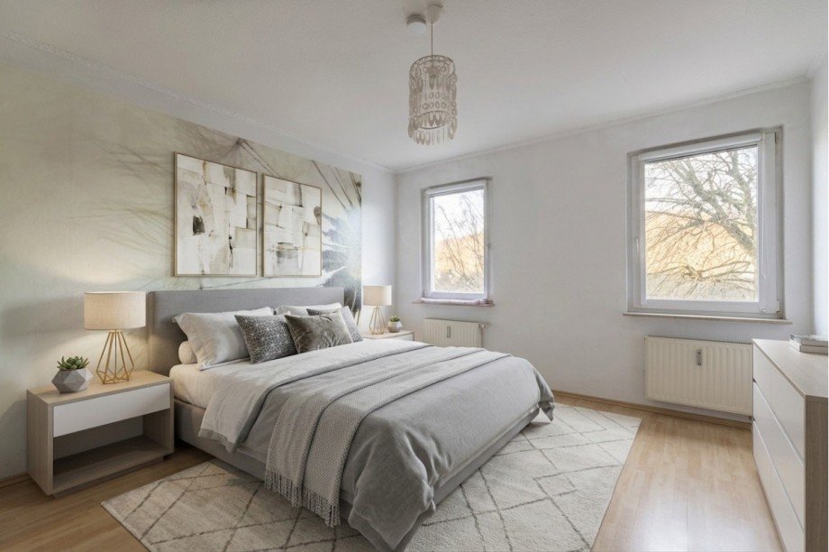 Schlafzimmer (digital m�beliert) Dachgeschosswohnung Wuppertal