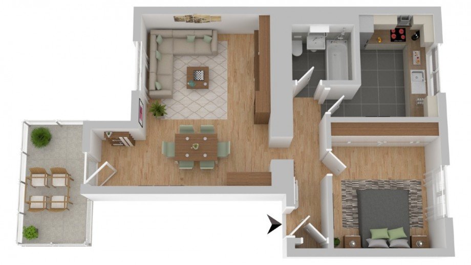 3DGrundriss Etagenwohnung Hattingen