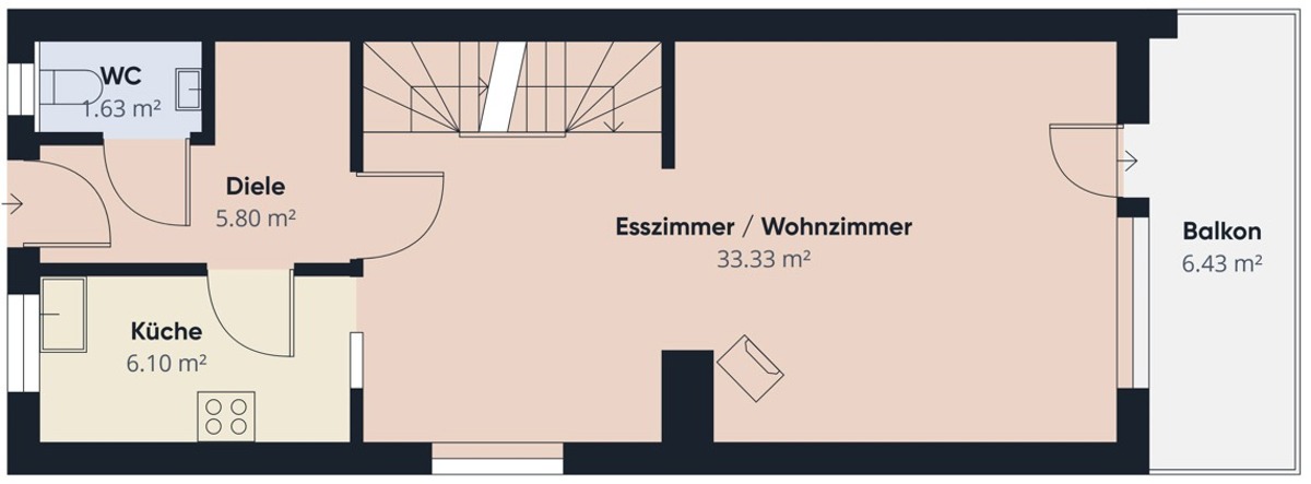 Grundriss EG Reihenendhaus Wuppertal